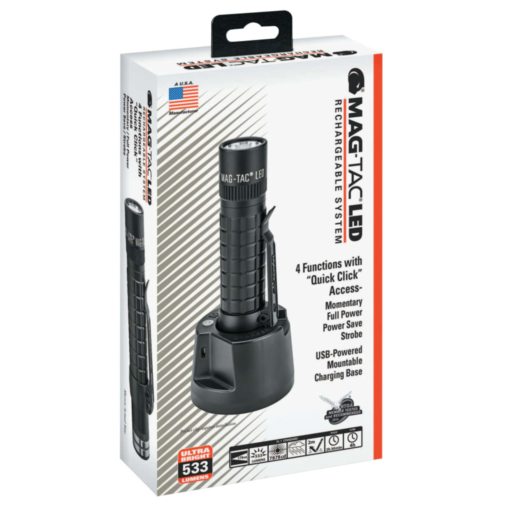 MagLite - TRM1RE4 - MagLite MAG-TAC LED Rechargeable Flashlight System  Plain Bezel - LED - 533 lm Lumen - 1 - Battery Rechargeable - Aluminum -  Black | High-Performance LED & Tactical Flashlights | Commercial &  Industrial Lighting | Neobits.com