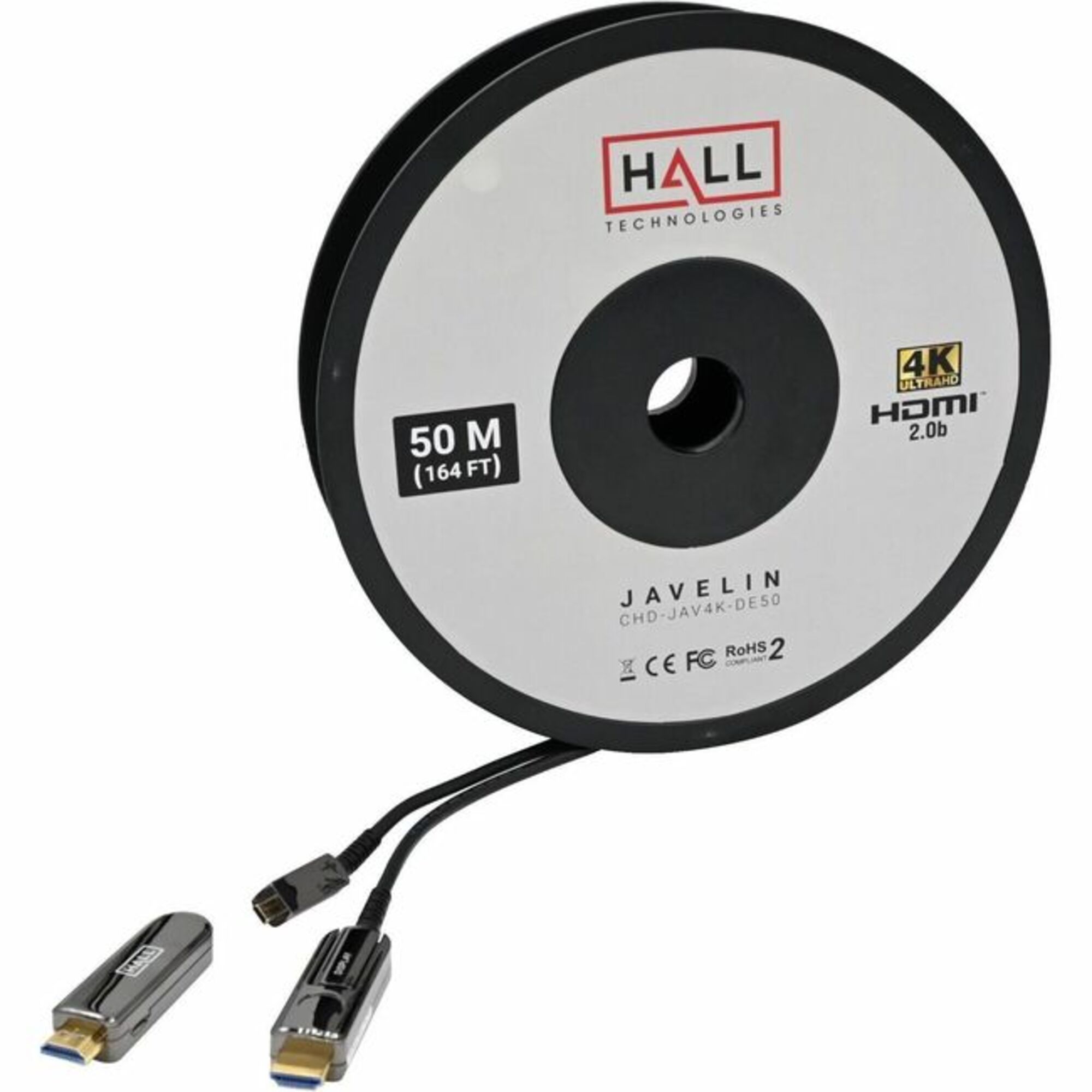 Hall Technologies Javelin Plenum Optical HDMI Cable with Detachable Ends